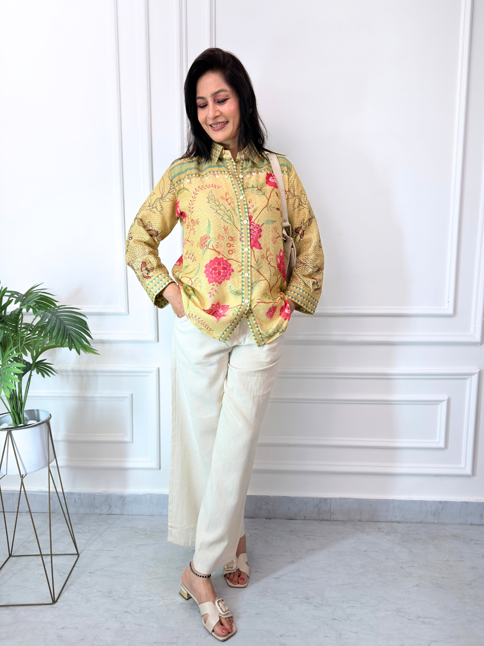 Pistachio Petals Linen Shirt