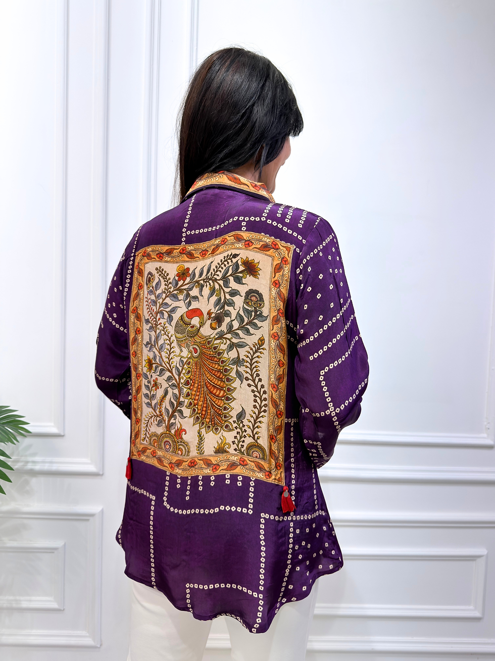Thumbnail: Imperial Purple Bandhani Kalamkari Shirt