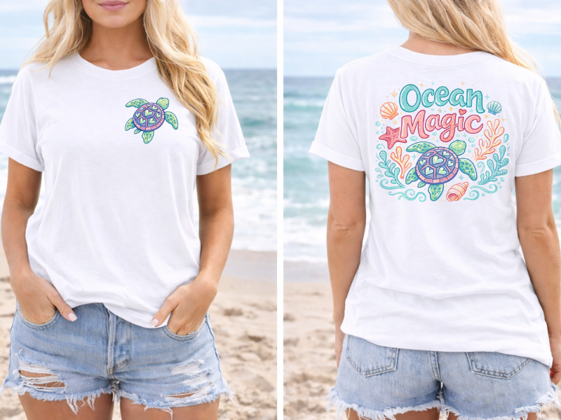 Thumbnail: Ocean Magic Shirt, Cute Sea Turtle Graphic Tee for Women, Beach Lover Shirt