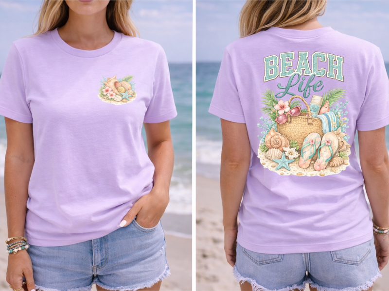 Thumbnail: Beach Life Shirt, Coastal Summer Graphic Tee for Women, Cute Beach Shirt