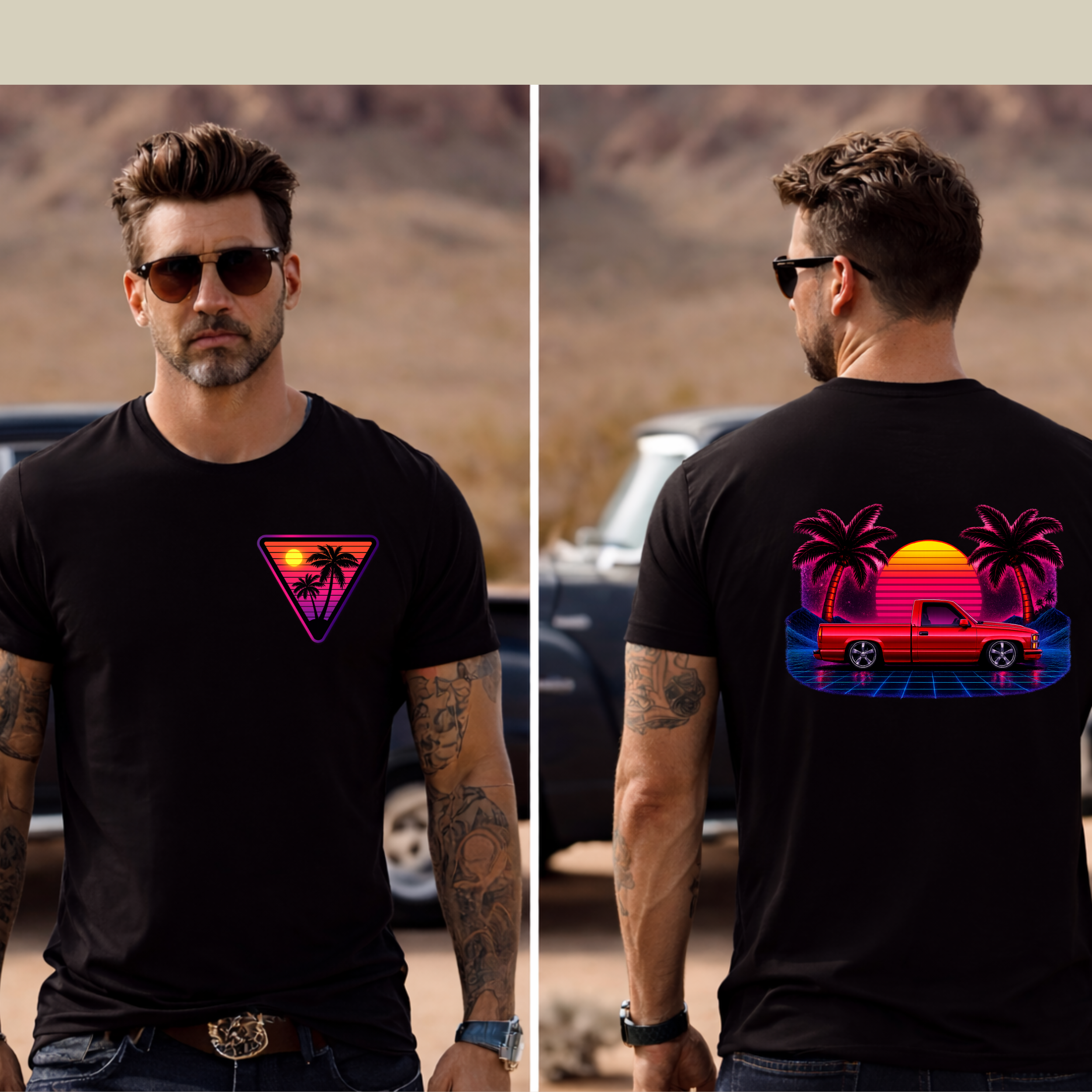 Retro OBS Chevy Truck Sunset T-Shirt | Chevrolet C1500 Pickup Tee