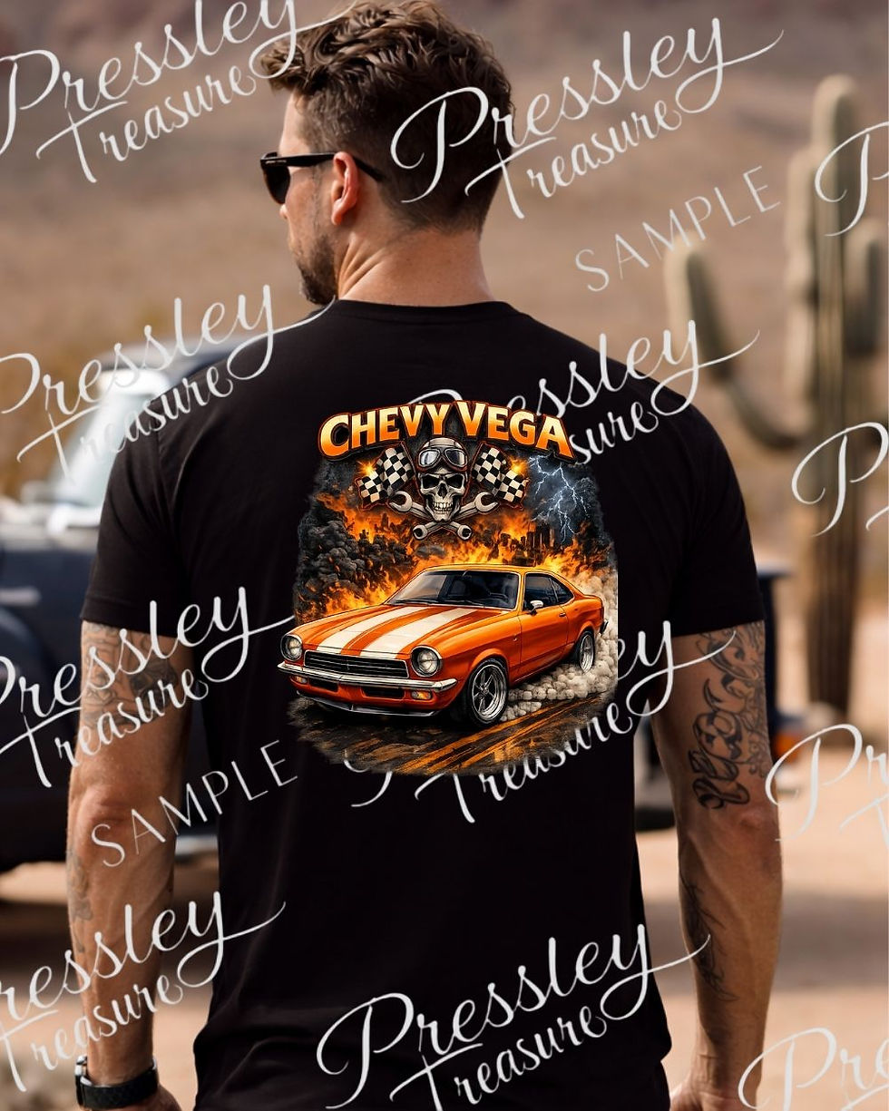 Thumbnail: Chevy Vega Muscle Car Graphic T-Shirt – Vintage Hot Rod Racing Tee
