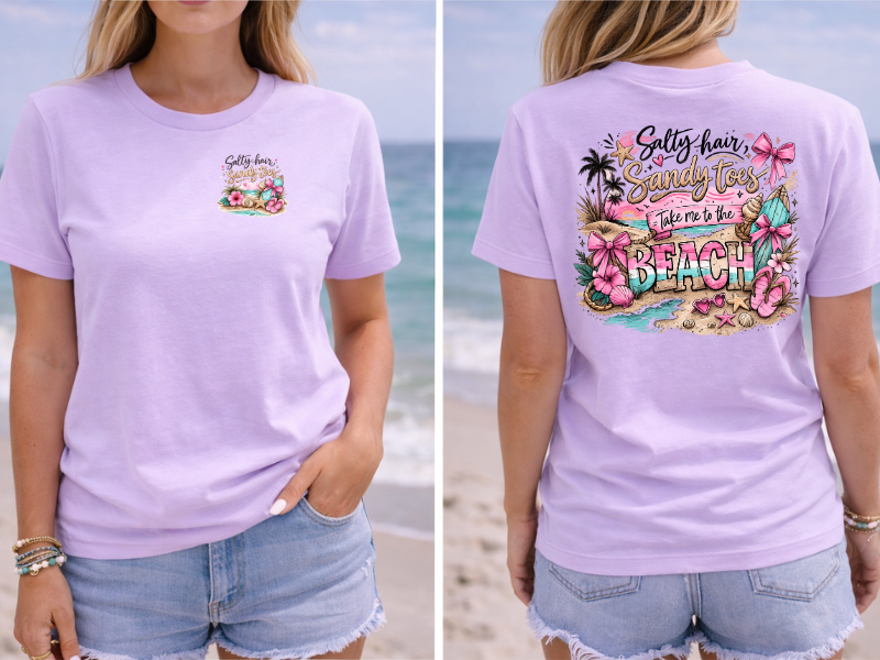 Thumbnail: Salty Hair Sandy Toes Shirt, Take Me to the Beach Tee, Cute Beach Graphic Shirt