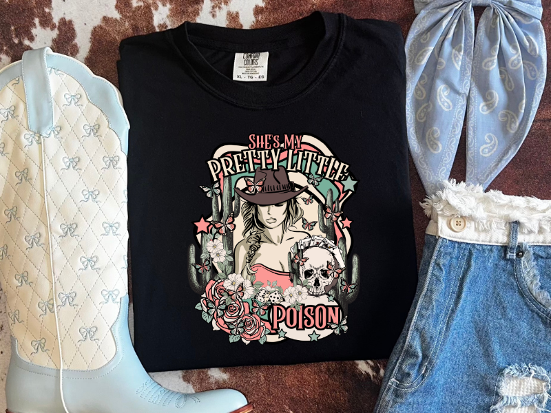 Thumbnail: Pretty Little Poison Graphic Tee | Western Skull Shirt