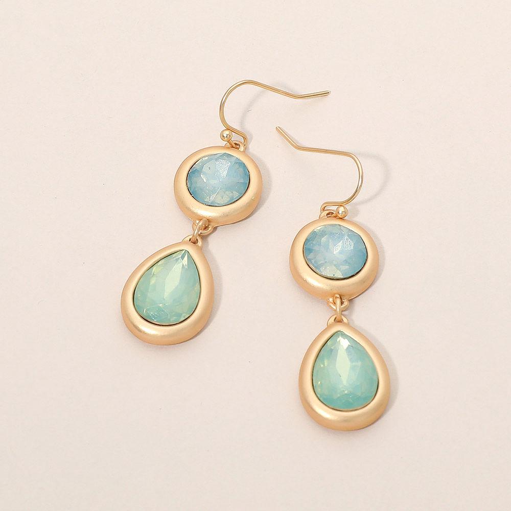 Mint and Blue Gem Stones Earrings