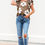 Thumbnail: Brown/White Flower Ruffle Top 