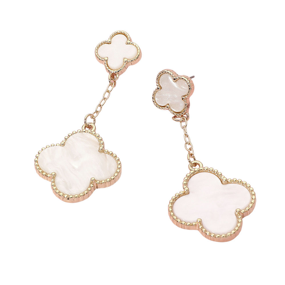 White Small & Big Quatrafoil Earrings