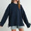 Thumbnail: Two Tone with Braid on Sleeve Sweater Navy