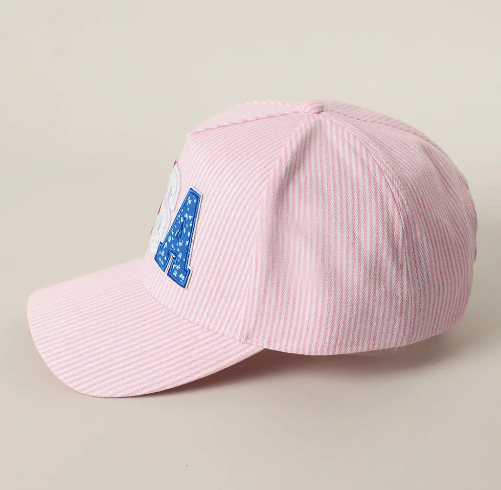 Thumbnail: Pink Hand-Stitched USA Hat  