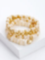 Set of 4 glass and copper plated bead stackable stretch bracelet