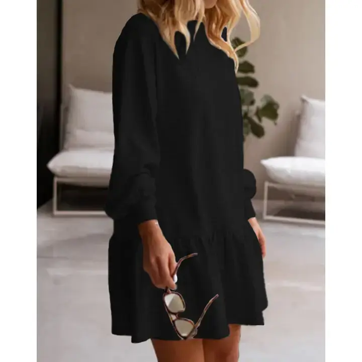 Thumbnail: Ruffle Drop Waist Dress Black