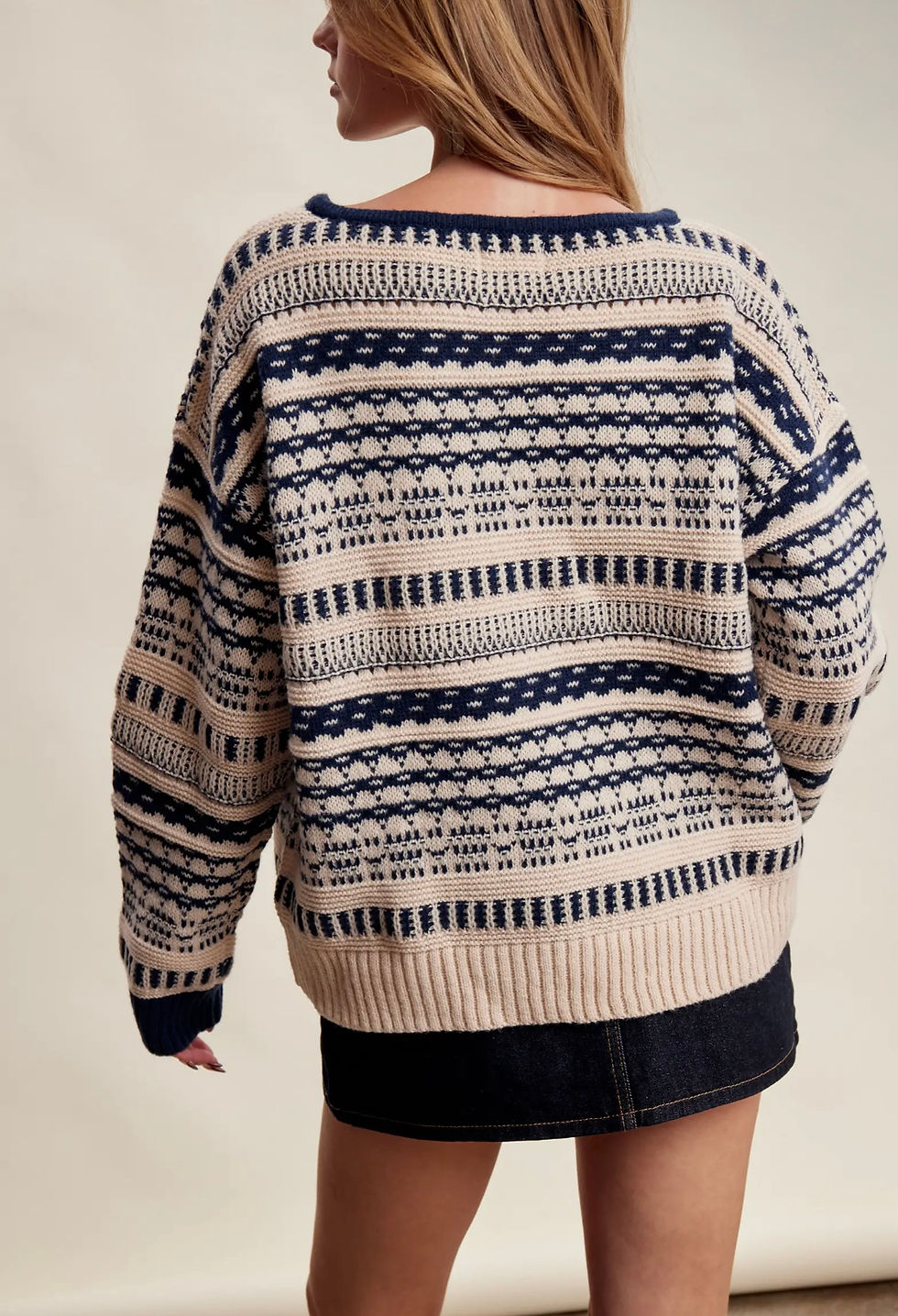 Thumbnail: Navy V Neck Knit Sweater