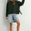 Thumbnail: Tie Split-Hem Crewneck Long Sleeve Sweater