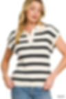 Thumbnail: Black Strip Collared V Neck Sweater 