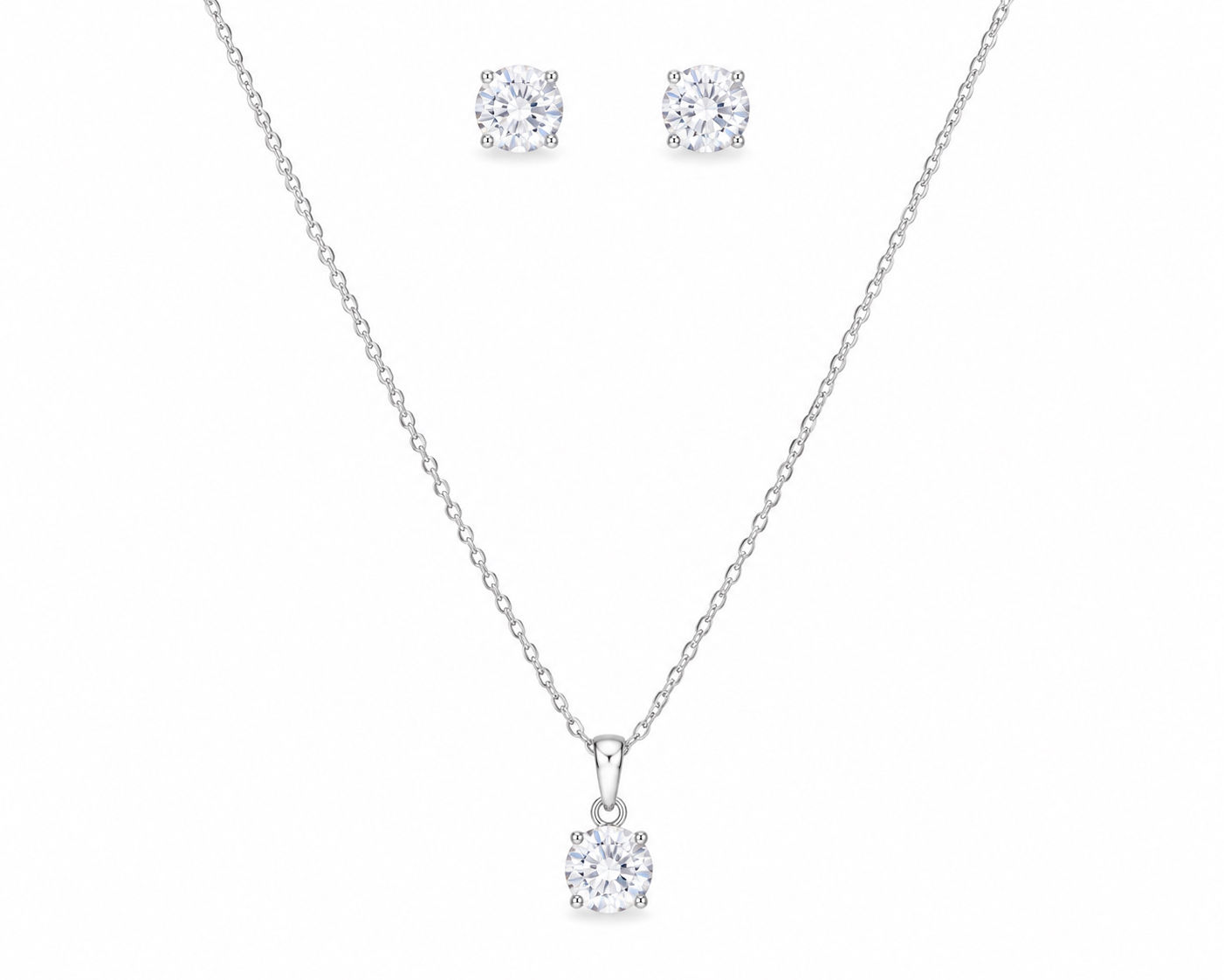 Silver Classic Sparkle Necklace w/Earrings 
