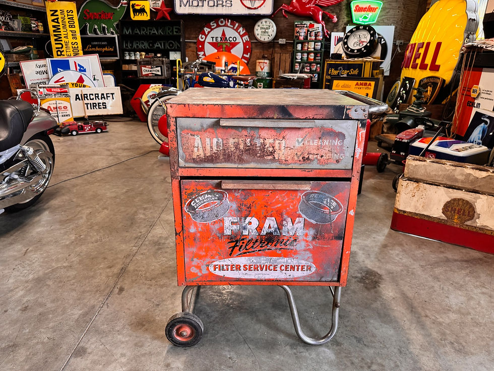 Thumbnail: Vintage Fram Oil Filter Rolling Cart