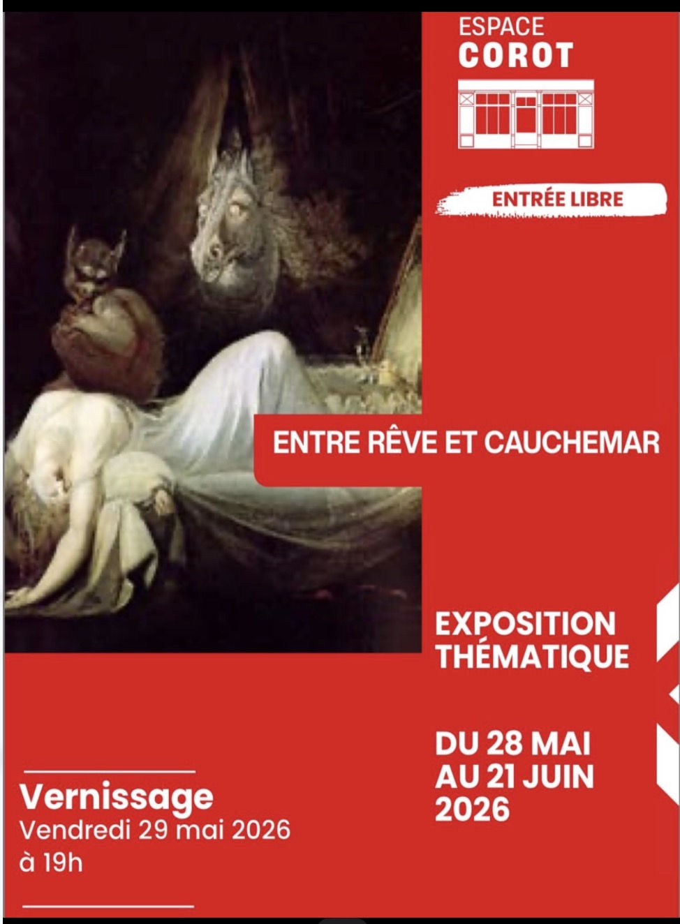 Exposition Entre rêve et cauchemar à l’Espace Corot.