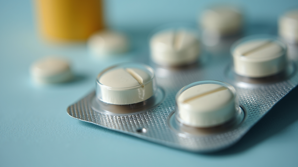 Close-up view of a blister pack of medication