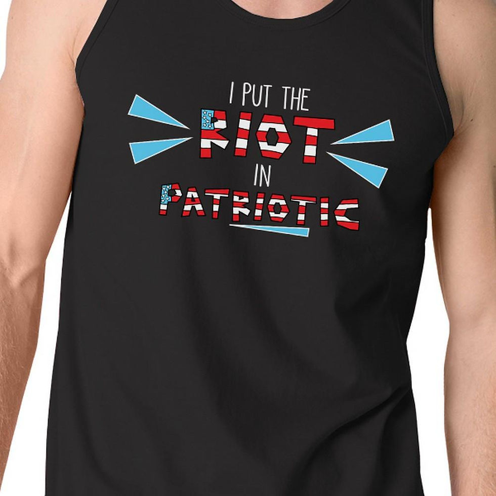 Thumbnail: I Put the Riot in Patriotic Mens Black Tank Top 4th of July Tanks