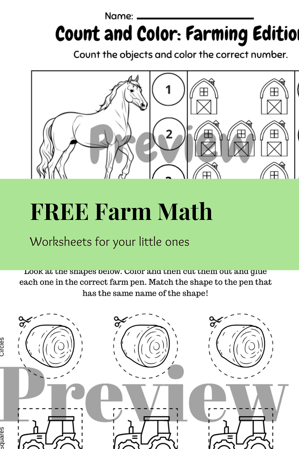 Free Farm Math Printables for Toddlers & Pre-K Kiddos