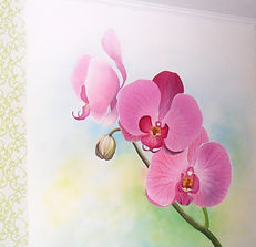 Pink orchid mural art.