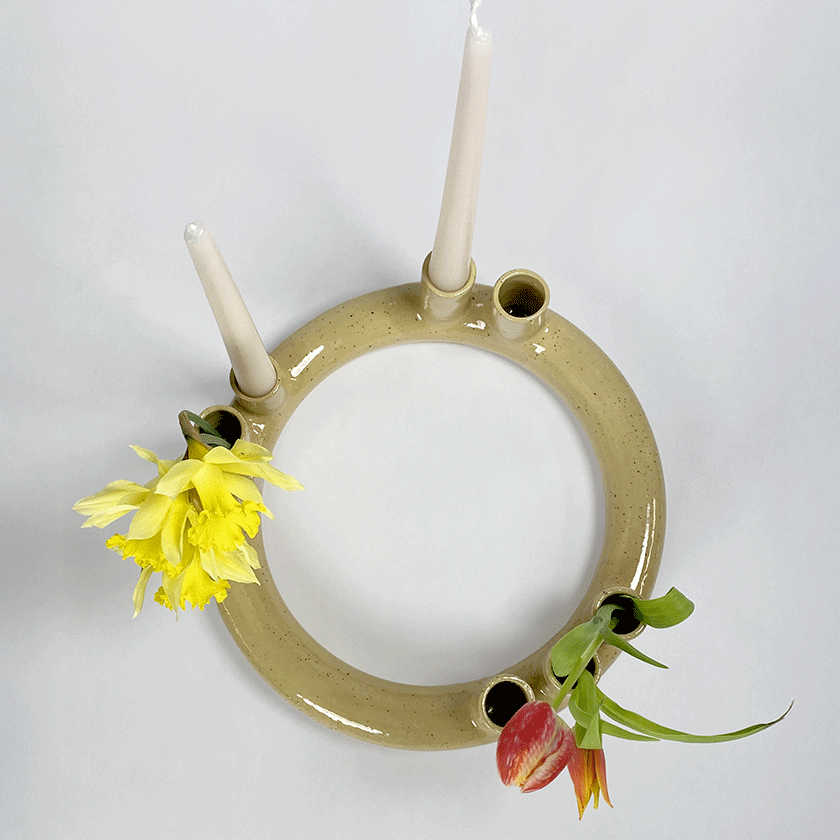 Thumbnail: Big Ceramic Dinner Candle and Flower Holder