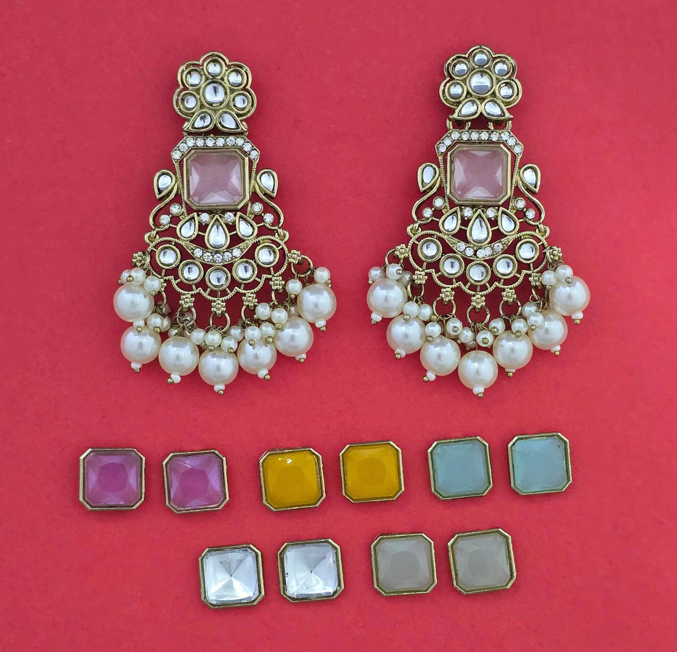 Aadhya Earrings with changeable stones 