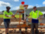 Dennis and staff member at Clunie Sawmilling
