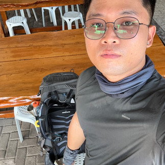 selfie with hiking bags