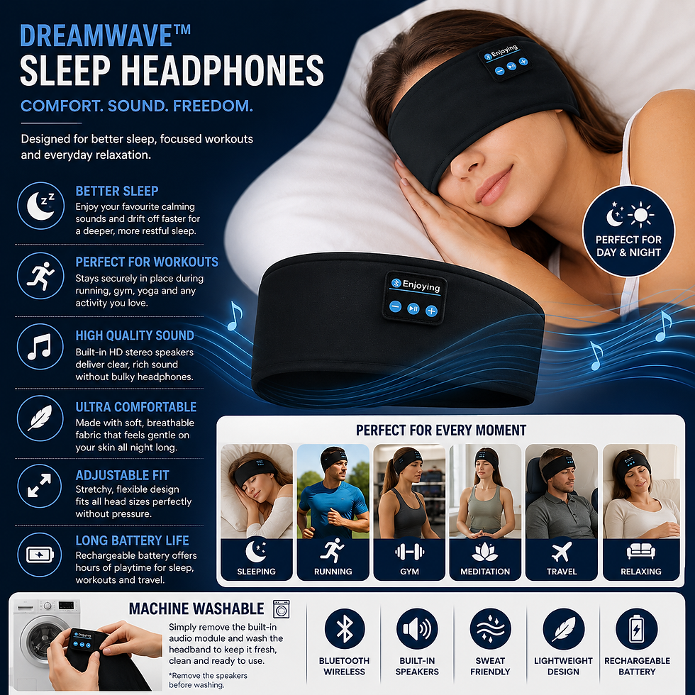 Thumbnail: DreamWave™ Audio Headband  -  Wireless Bluetooth Headband for Sleep, Spo
