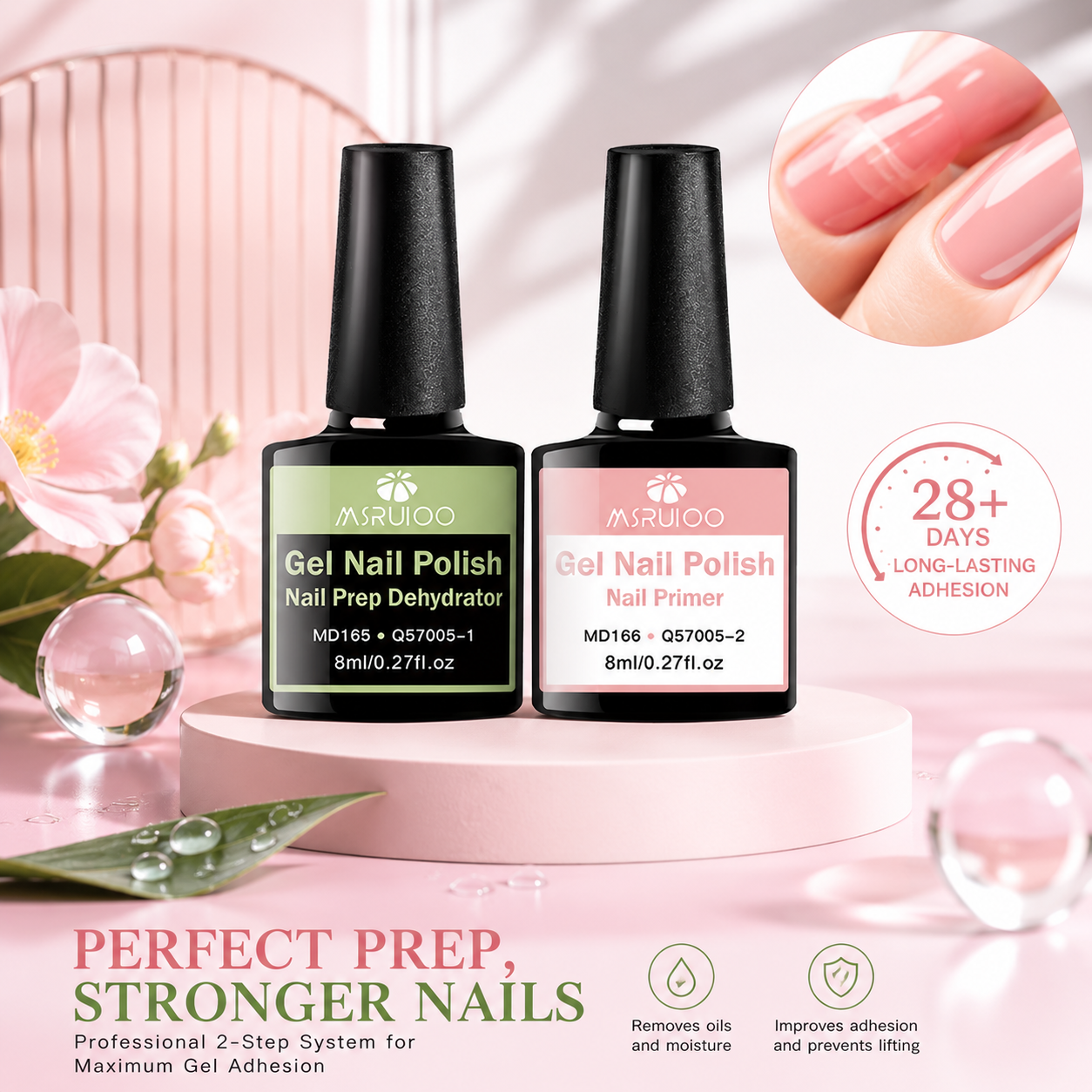 MSRUIOO Nail Prep & Primer Duo Set – 8ml Long-Lasting Gel Adhesion System