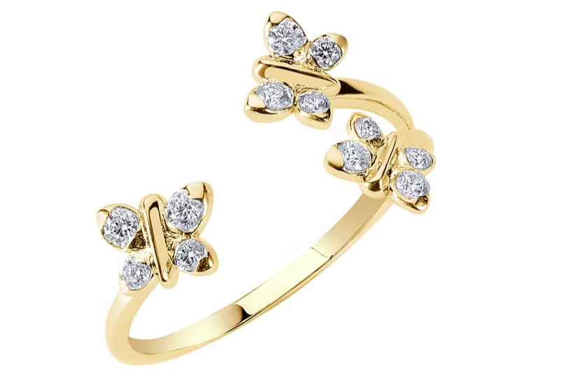 Meaningful 21st Birthday Jewellery Gifts for Her Bloomtine's Enchanting Flutterfly™ Gold Vermeil Trio Butterfly Ring