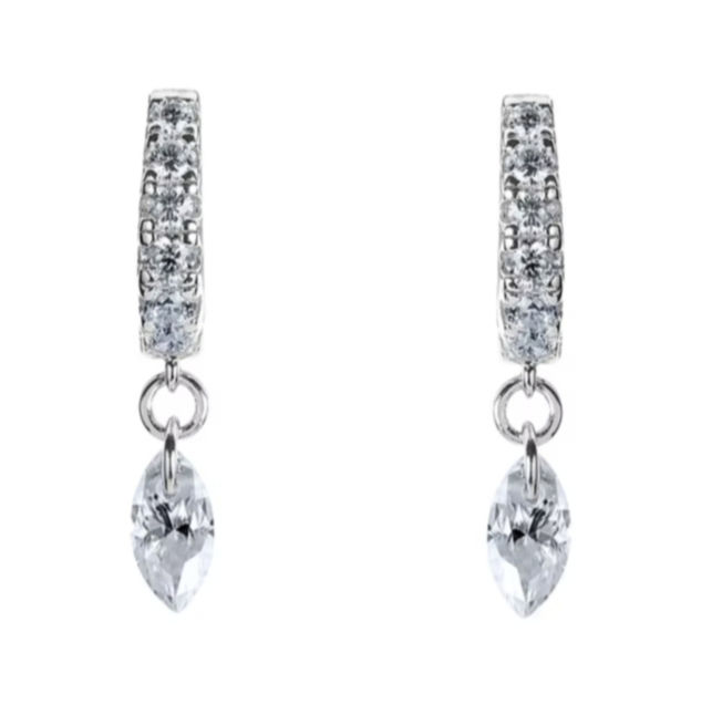 Shop Celestial-Inspired Earrings for Daily Wear Online Bloomtine Illuminess™ Sterling Silver Floating Moissanite Huggies