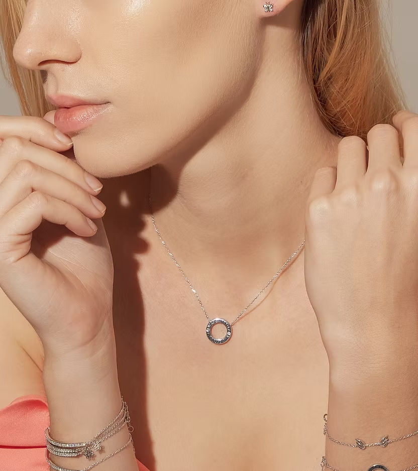 Bloomtine's Most Gifted Jewellery Halo Wings Collection Mini Halo Wings™ Sterling Silver Diamond Angel Necklace