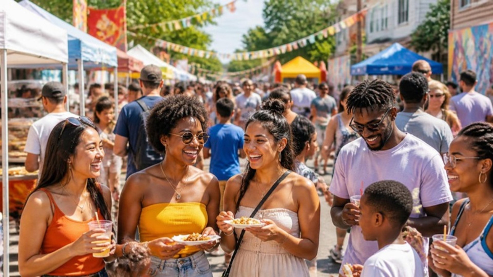 A young crowd at a neighborhood street festival
