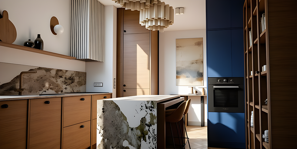 mała kuchnia z wyspą