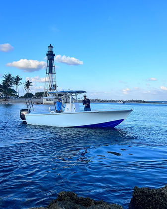 Just Right Florida Charters On a Fishing Charter hooked up in front of the LightHouse in Lighthouse Point FL