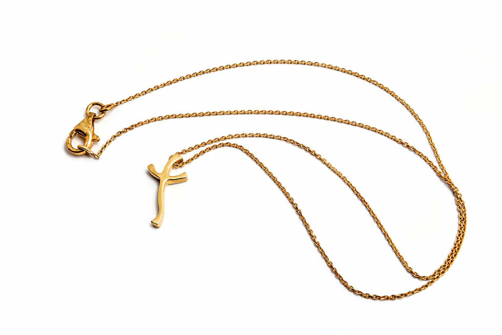 Fluid Faith gold plated small cross necklace with chain flat | Ρευστή Πίστη επίχρυσος μικρός σταυρός κολιέ με αλυσίδα