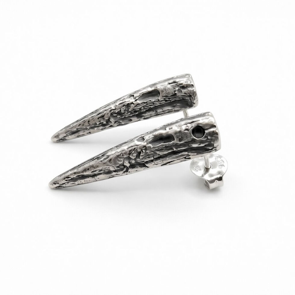 Detailed view of the dark oxidized silver organic texture | Λεπτομερής όψη της οργανικής υφής στο σκούρο οξειδωμένο ασήμι.