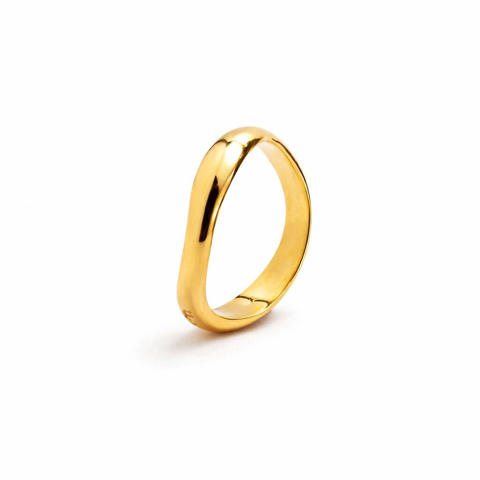 Gold plated minimal ring Ethos asymmetrical handmade design