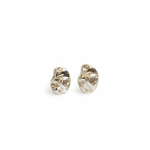 Minimalist ασημένια σκουλαρίκια unisex sculptural studs | Minimalist silver earrings unisex sculptural studs Maziotis Jewels