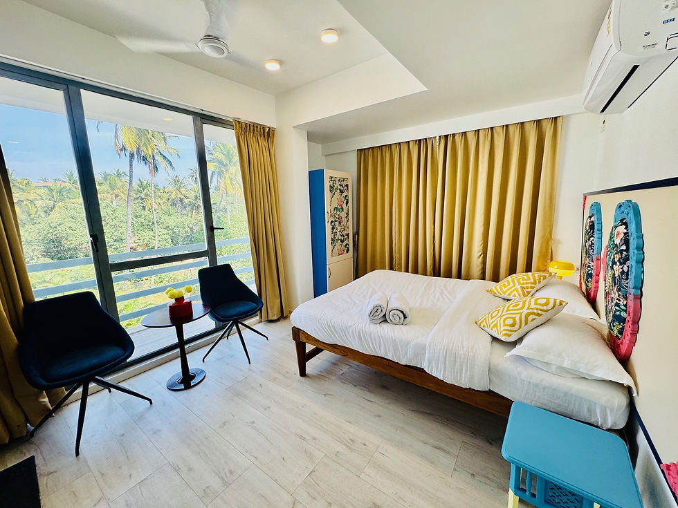 Floral Pop Art Room at Mela by Half, Mela by Half, Calangute Goa. Best Small Pop Art Hotel in Goa, Budget hotel in Calangute, Hotel in North Goa, Boutique Hotel in Goa, Boutique Hotel Calangute, Pop Art Hotel in India, Guest Favorite AIRBNB in North Goa, PRIDE Colours hotel, LGBTQIA Friendly Hotel Goa.