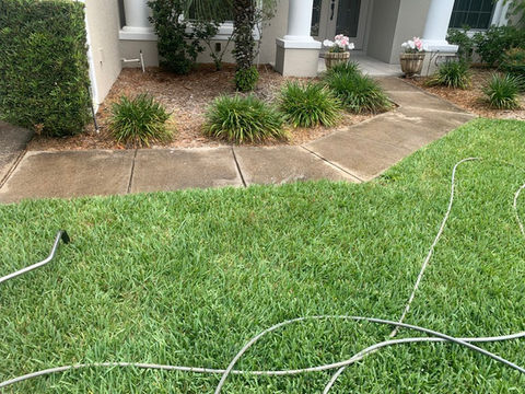 Pressure washing house after