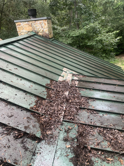 Pressure washing roof