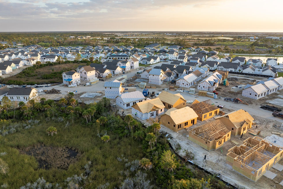 Eye-level view of a modern home construction site with building materials
