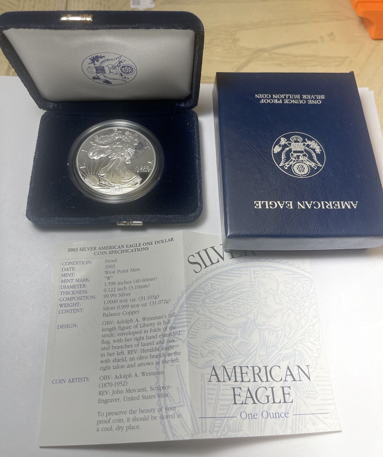 BEAUTIFUL UNITED STATES 2001 - W PROOF SILVER EAGLE DOLLAR