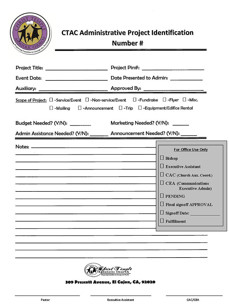 Announcement Form GCTAC