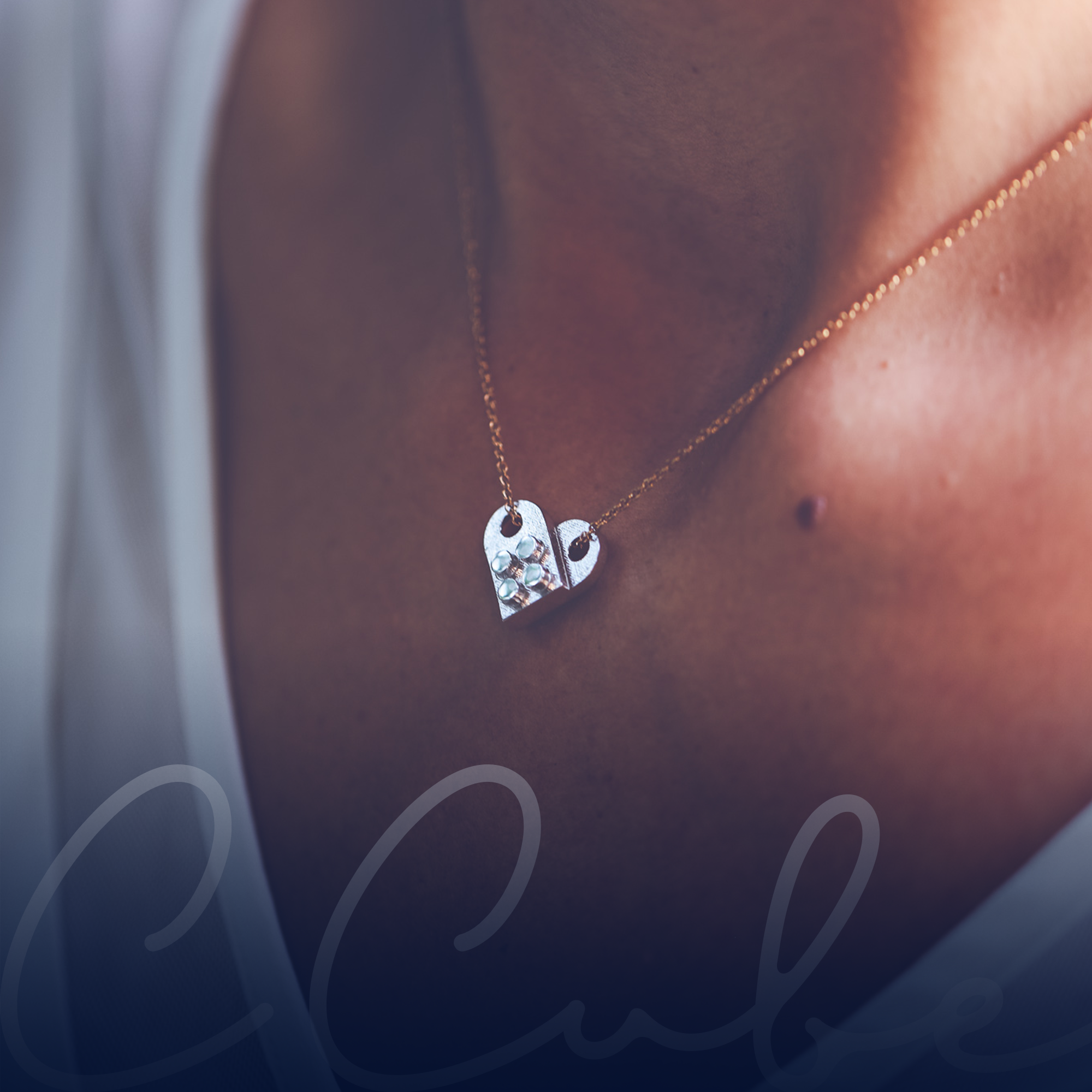 【正規品質保証】 特別価格925 18"好評販売中 Necklace, Heart Puffed Silver Sterling ネックレス、ペンダント Studded Heart Pendant in 18K Gold | CCUBE