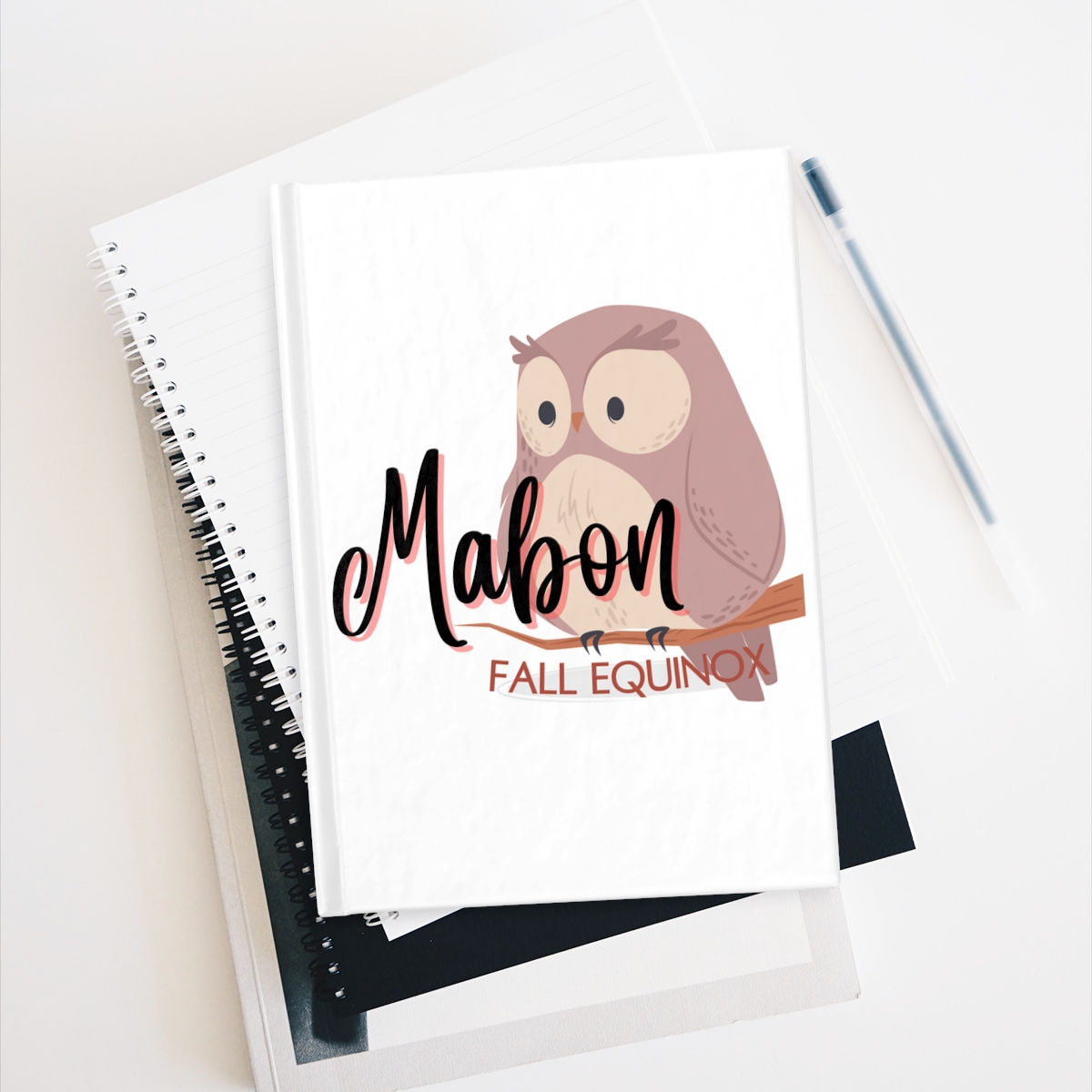 Mabon Fall Equinox - Owl - Journal - Ruled Line