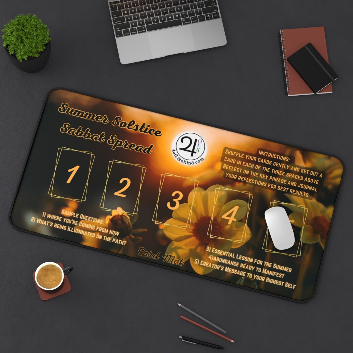 Summer Solstice - Litha Pagan Sabbat Card Mat - Tarot and Oracle Tools 
